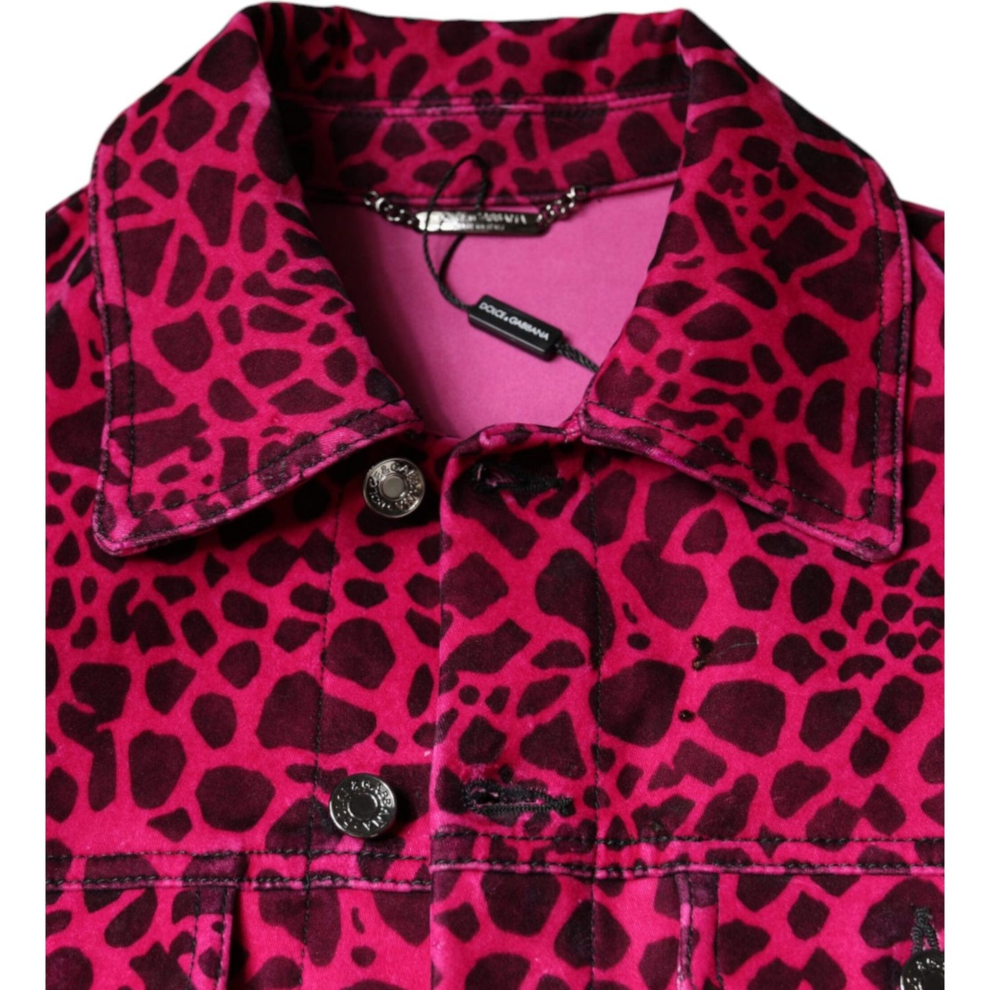 Dolce & Gabbana Fuchsia Leopard Button Down Collared Jacket Dolce & Gabbana Maroon
