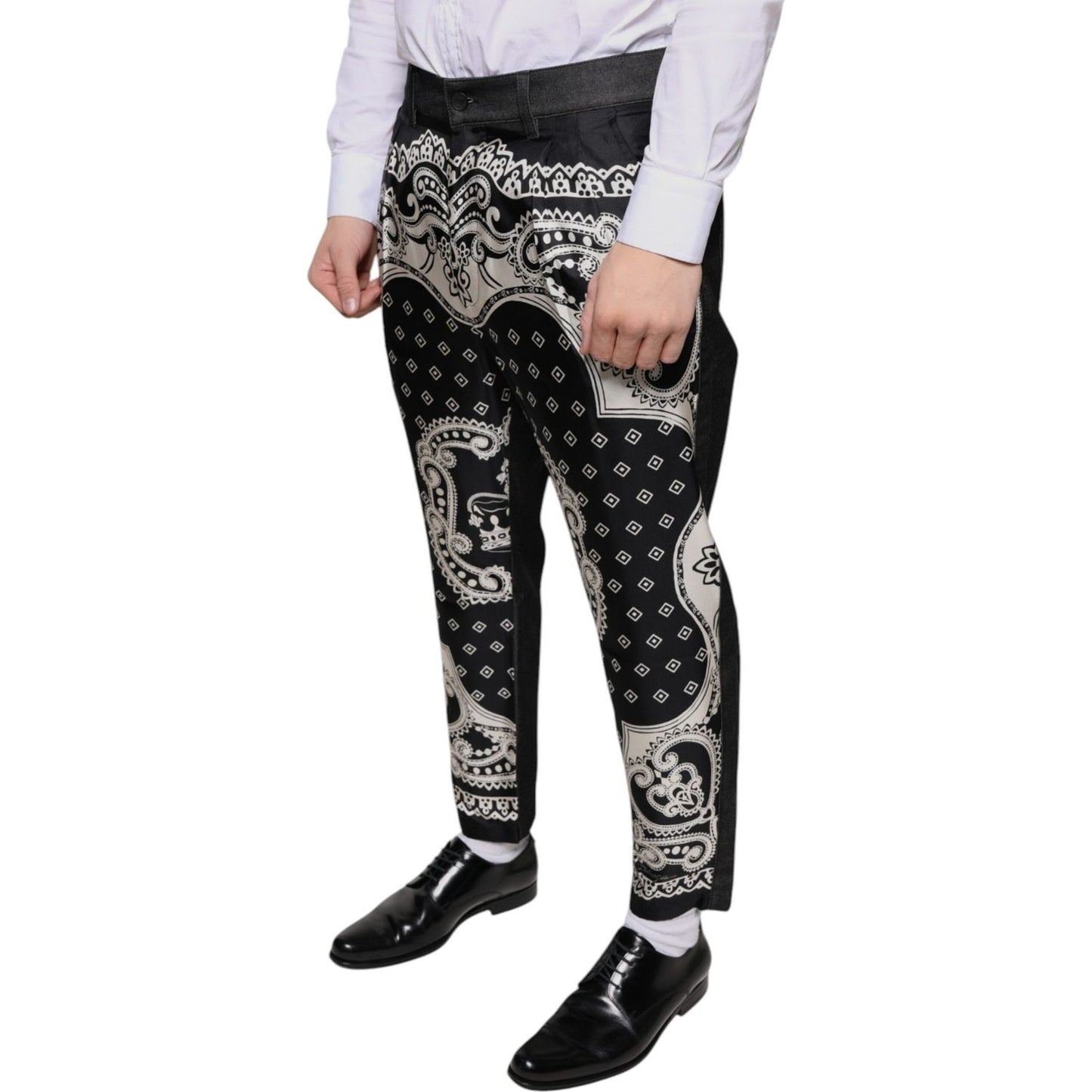 Dolce & Gabbana Black Bandana Silk Dress Pants Dolce & Gabbana Dark Slate Gray