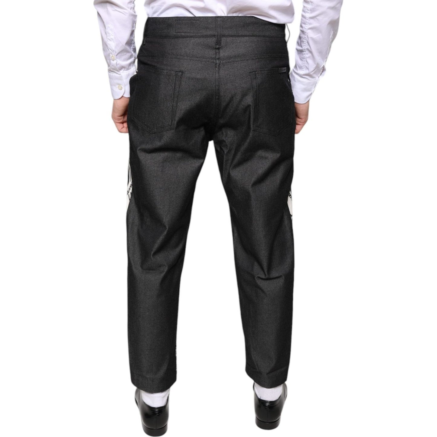 Dolce & Gabbana Black Bandana Silk Dress Pants Dolce & Gabbana Dark Slate Gray