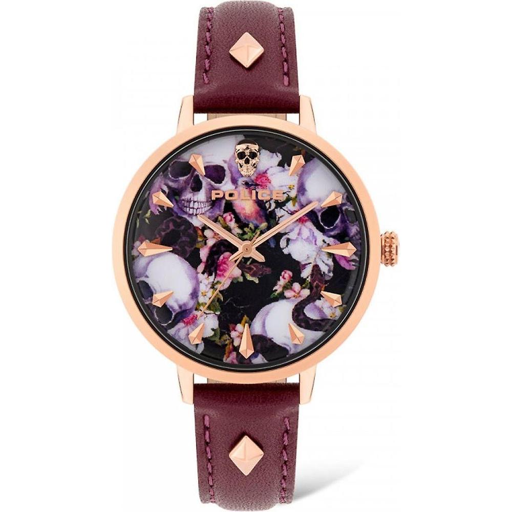 Police Red Leather Watch Police Gray