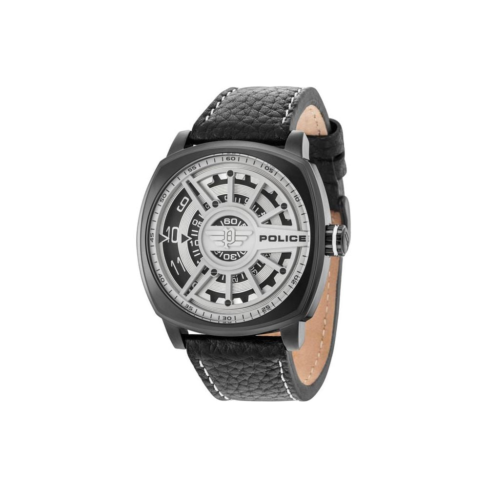 Police Black Leather Watch Police Dark Slate Gray