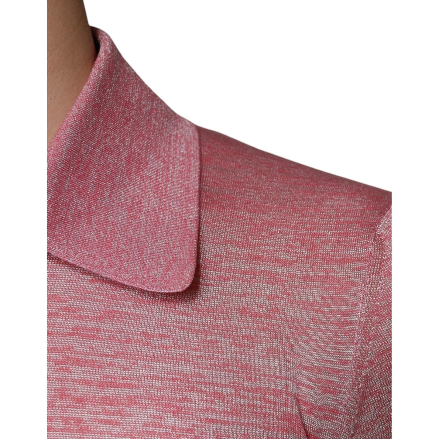 Dolce & Gabbana Pink Polyester Long Sleeve Men Polo T-shirt Dolce & Gabbana Rosy Brown