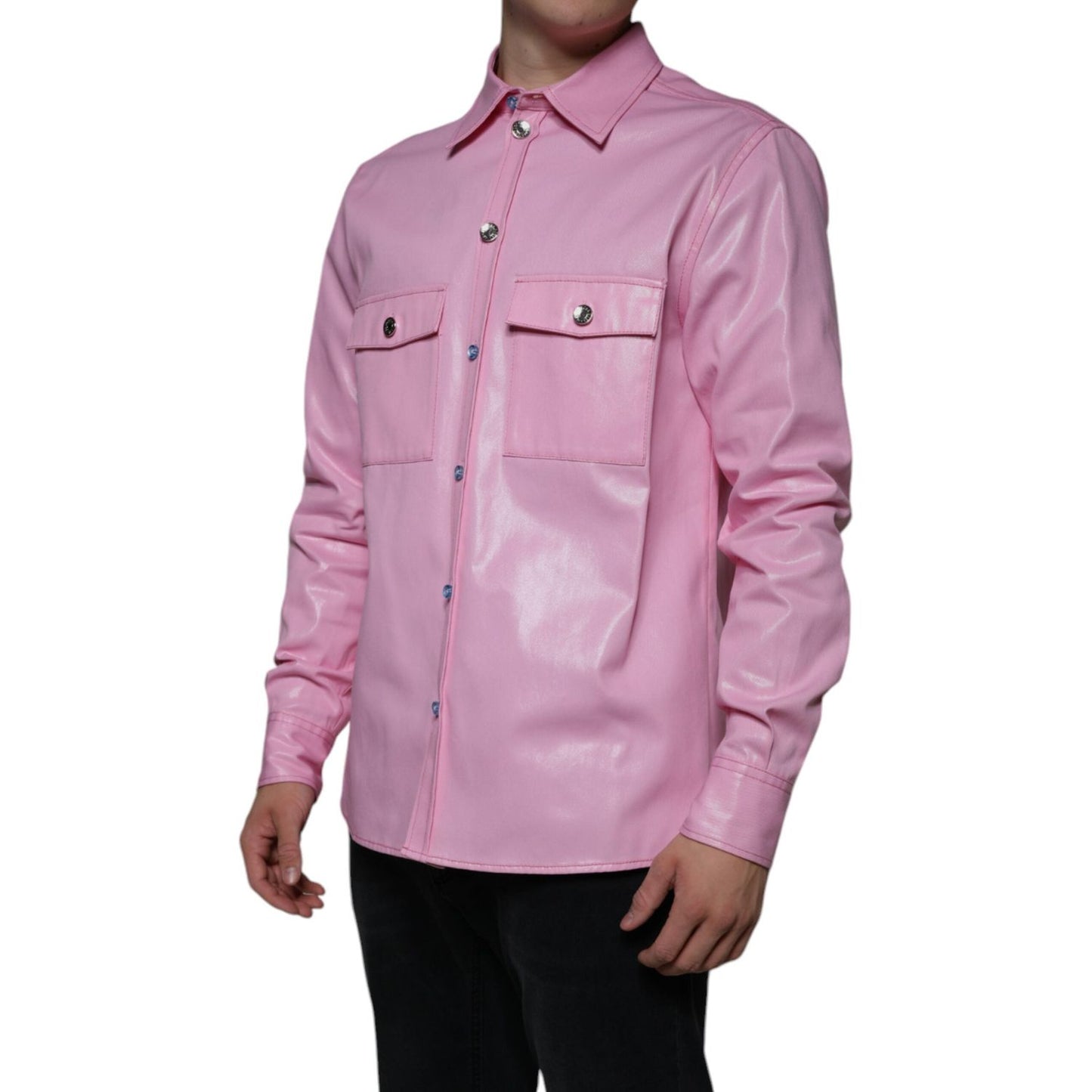 Dolce & Gabbana Pink Cotton Collared Button Down Shirt Dolce & Gabbana Rosy Brown