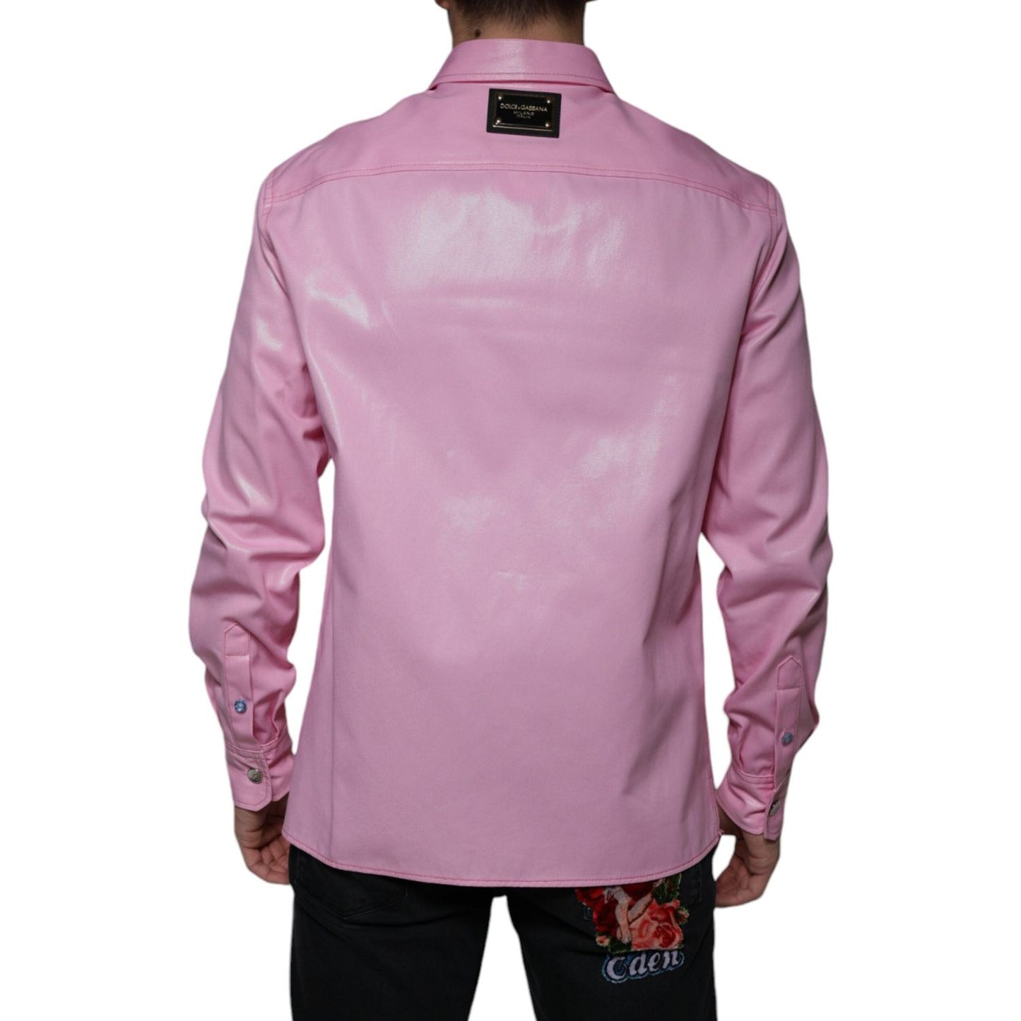 Dolce & Gabbana Pink Cotton Collared Button Down Shirt Dolce & Gabbana Rosy Brown