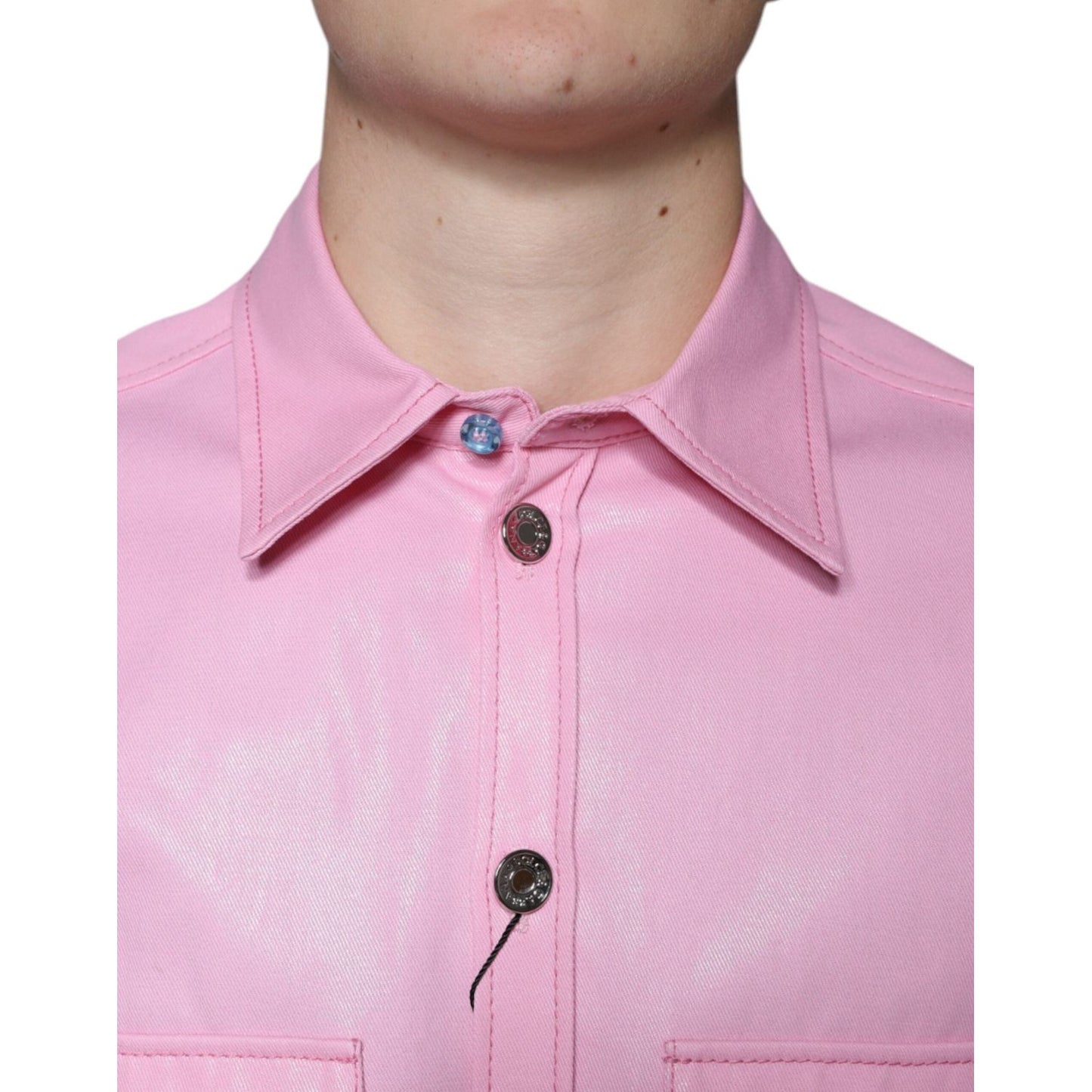 Dolce & Gabbana Pink Cotton Collared Button Down Shirt Dolce & Gabbana Thistle