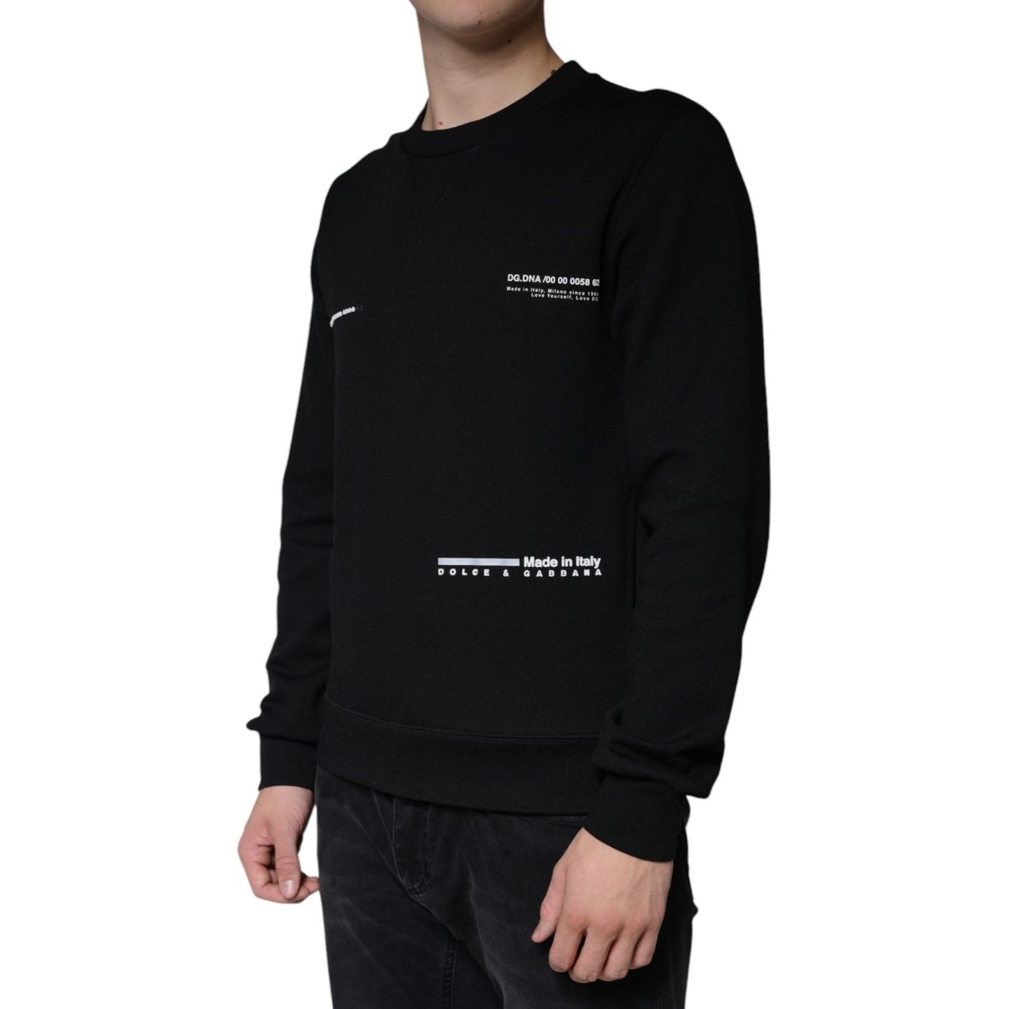 Dolce & Gabbana Black Logo Print CrewNeck Sweatshirt Sweater Dolce & Gabbana Black