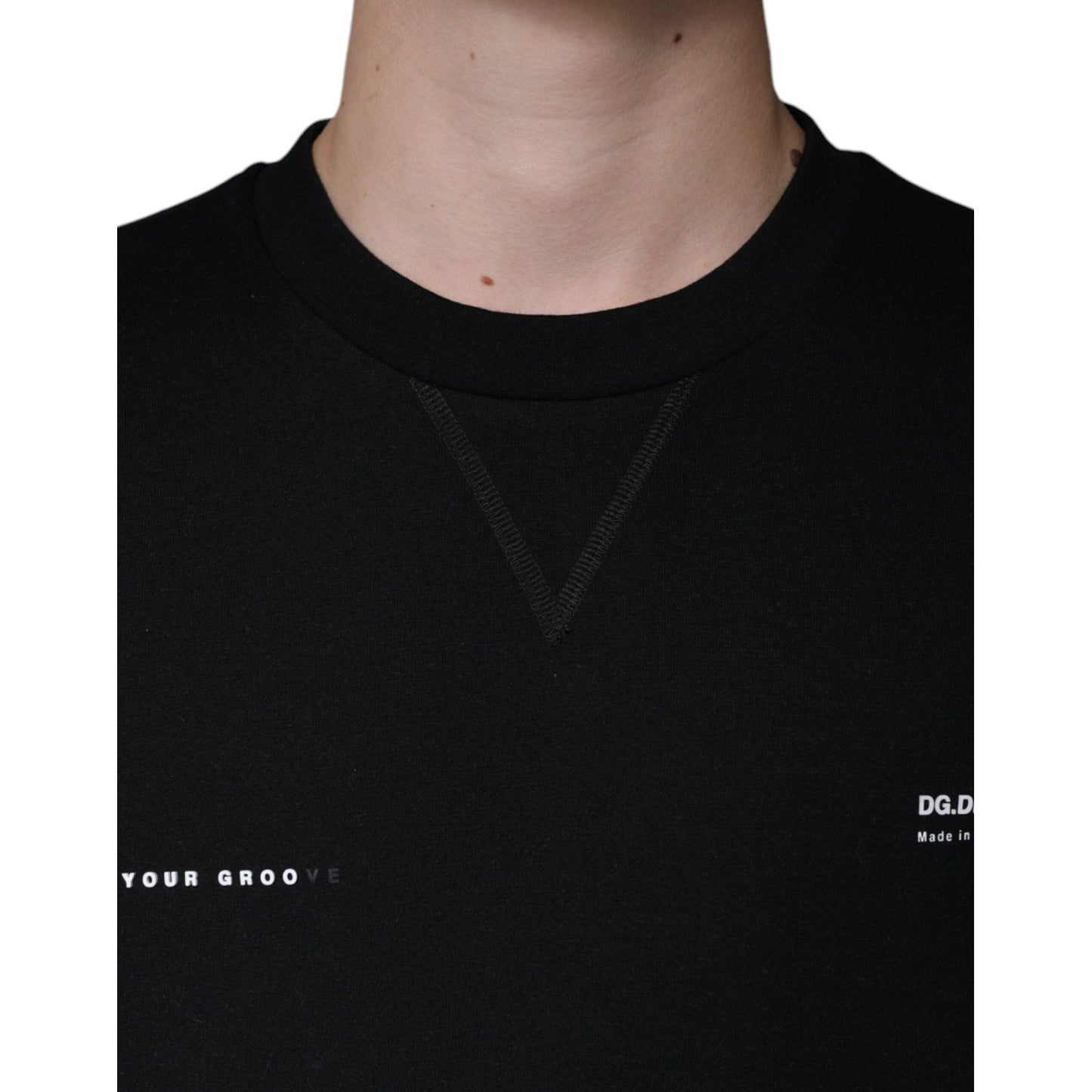 Dolce & Gabbana Black Logo Print CrewNeck Sweatshirt Sweater Dolce & Gabbana Black