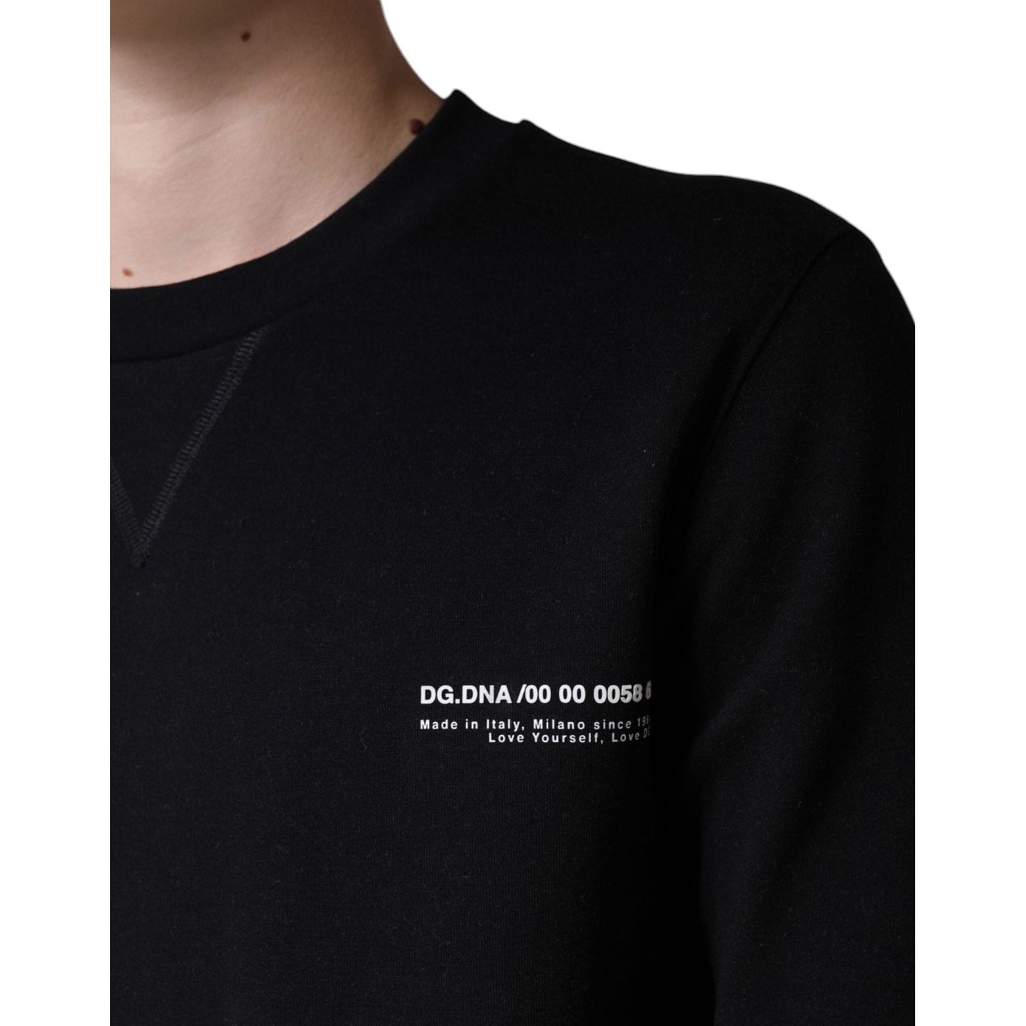 Dolce & Gabbana Black Logo Print CrewNeck Sweatshirt Sweater Dolce & Gabbana Black