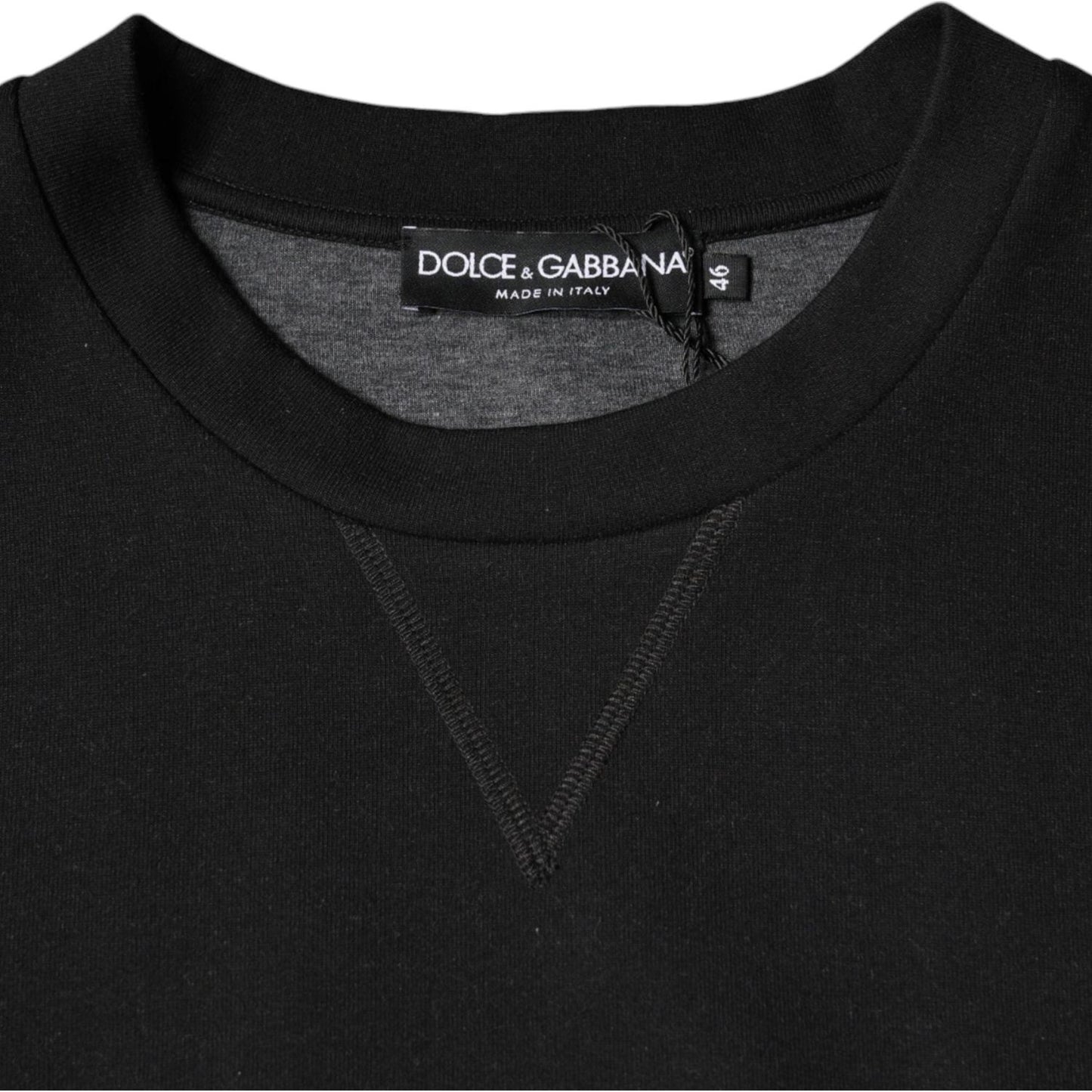 Dolce & Gabbana Black Logo Print CrewNeck Sweatshirt Sweater Dolce & Gabbana Black