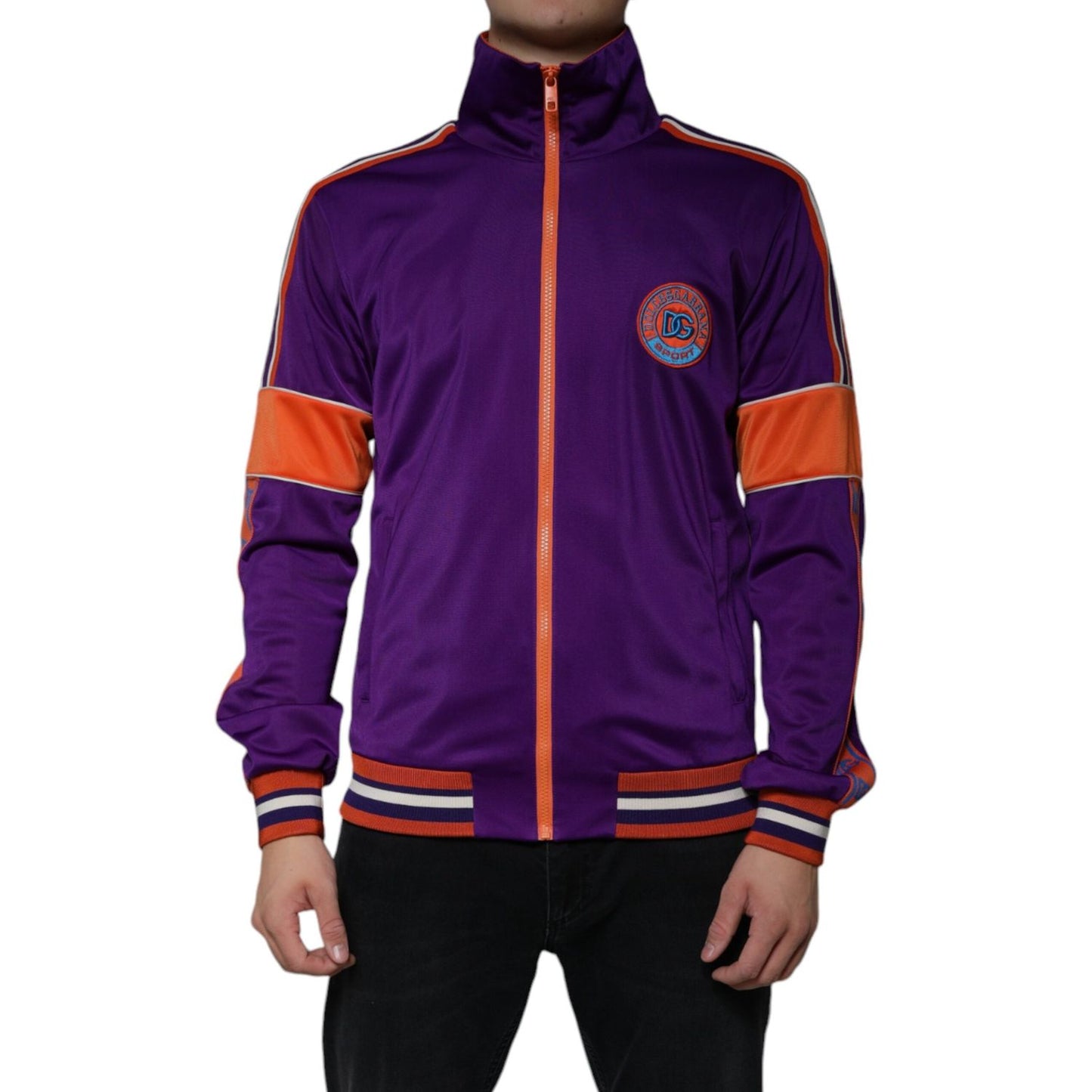 Dolce & Gabbana Purple Polyester Full Zip Long Sleeve Sweater Dolce & Gabbana Midnight Blue