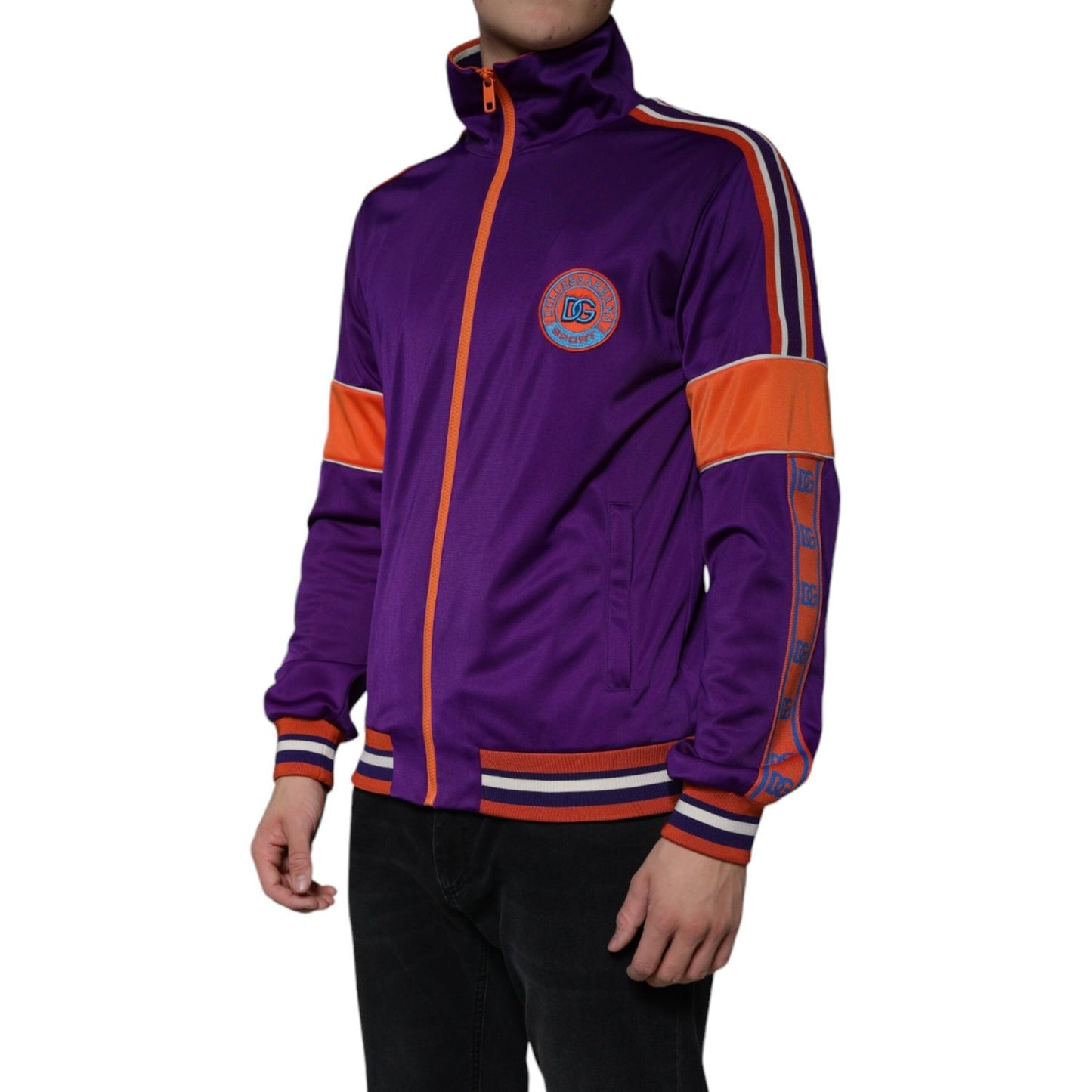 Dolce & Gabbana Purple Polyester Full Zip Long Sleeve Sweater Dolce & Gabbana Midnight Blue