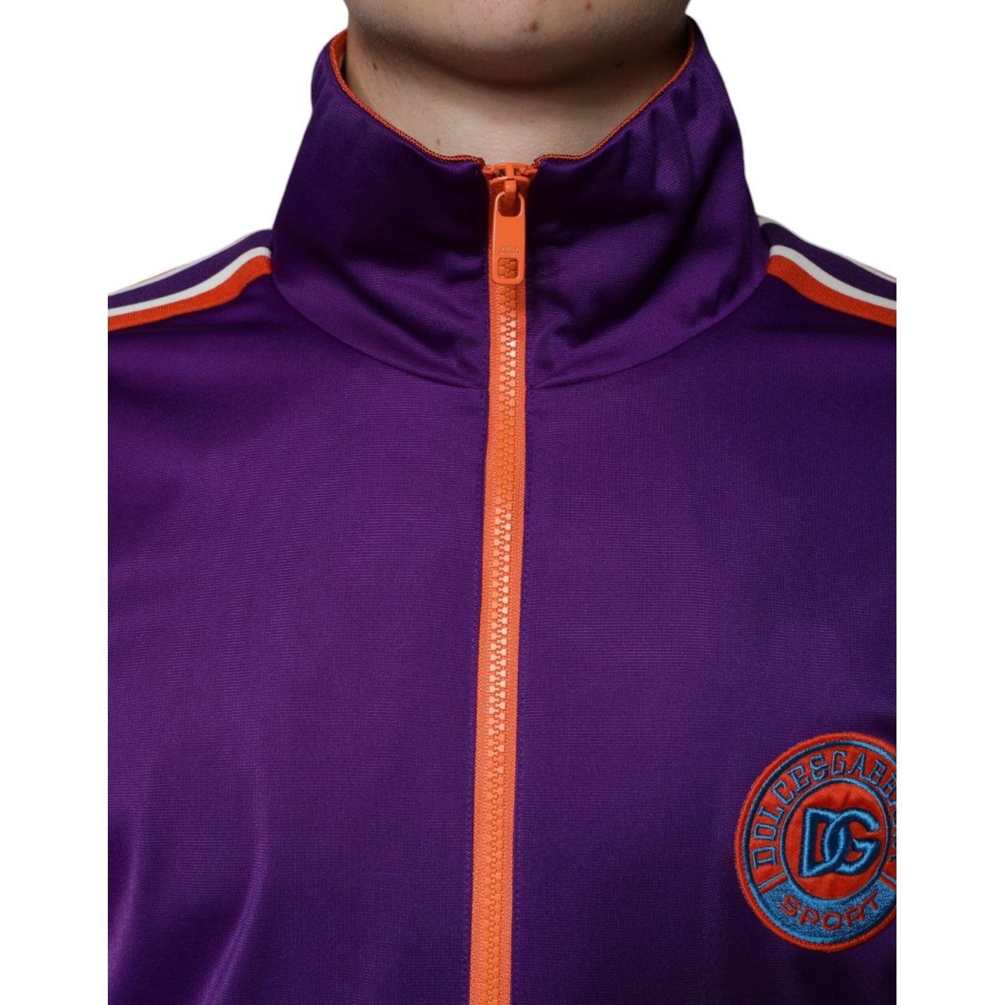 Dolce & Gabbana Purple Polyester Full Zip Long Sleeve Sweater Dolce & Gabbana Midnight Blue