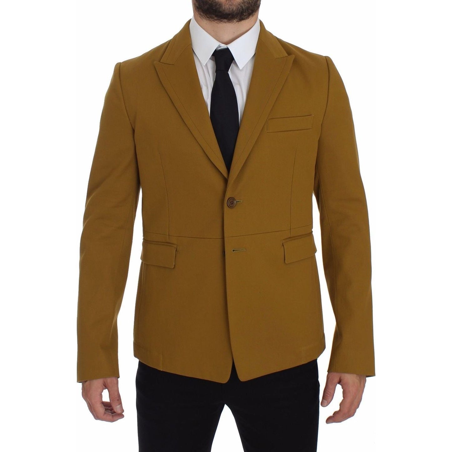 Dolce & Gabbana Elegant Yellow Cotton Blend Casual Blazer Dolce & Gabbana Saddle Brown