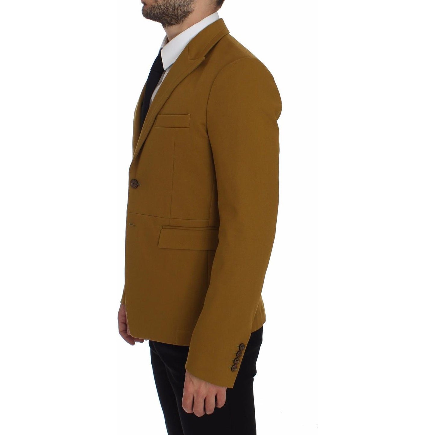 Dolce & Gabbana Elegant Yellow Cotton Blend Casual Blazer Dolce & Gabbana Saddle Brown
