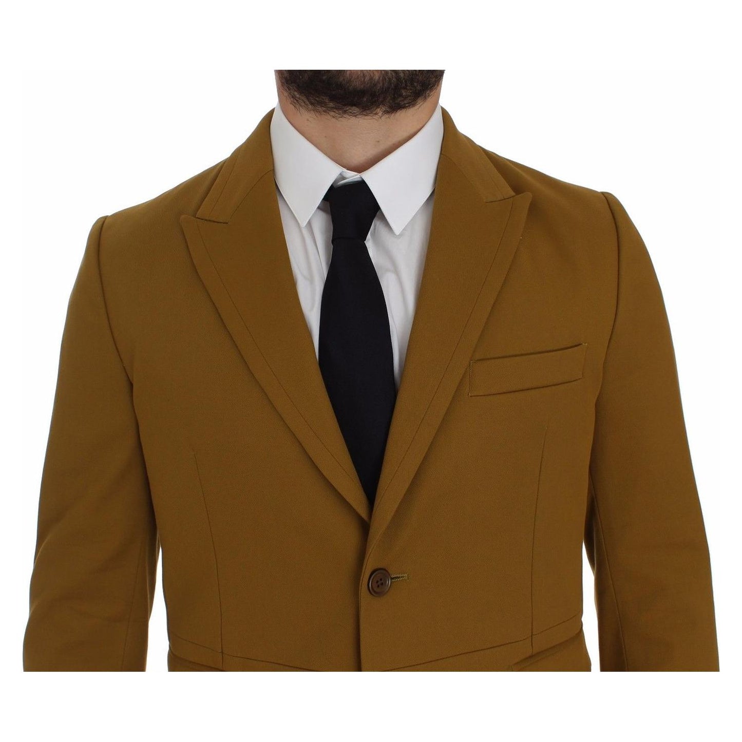 Dolce & Gabbana Elegant Yellow Cotton Blend Casual Blazer Dolce & Gabbana Saddle Brown