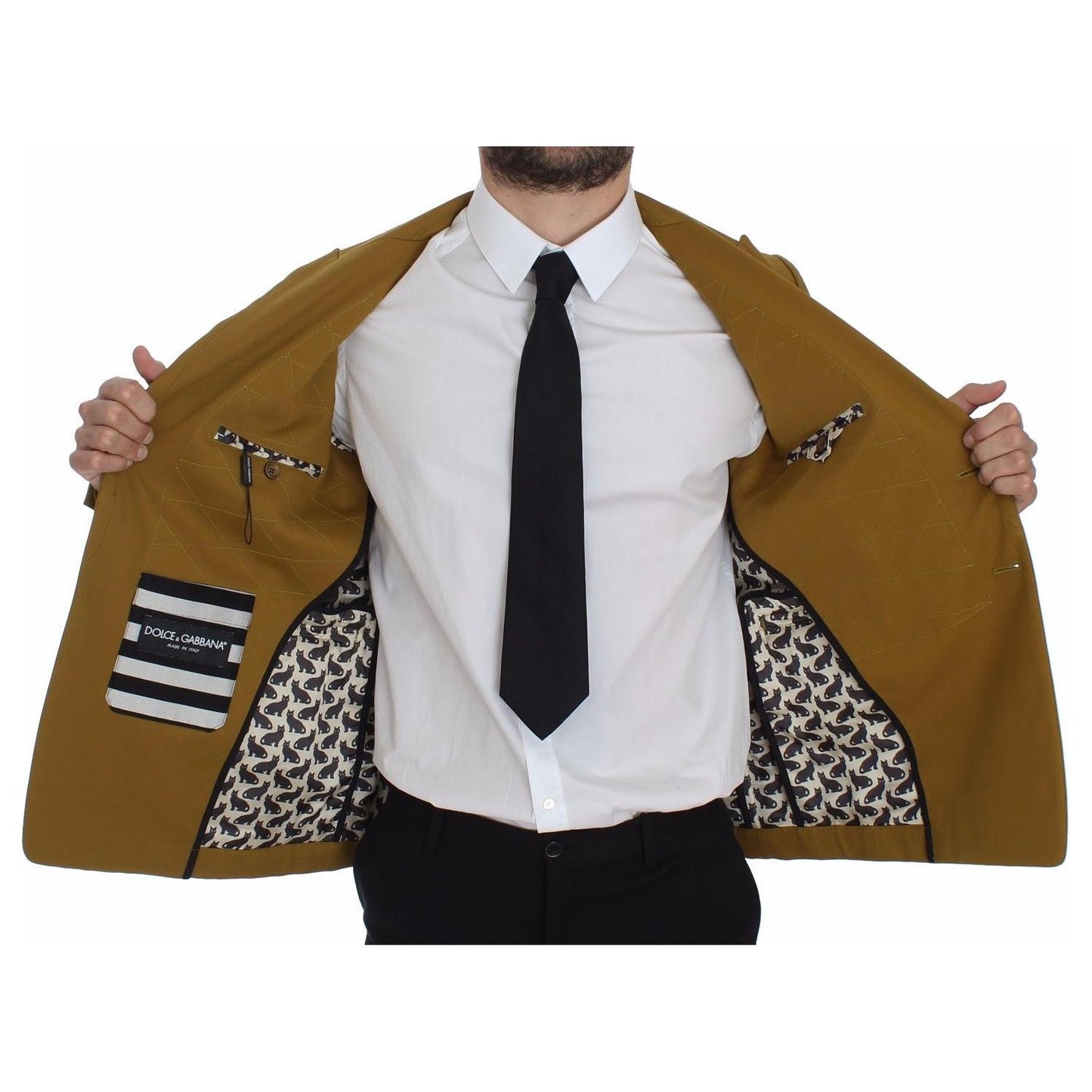 Dolce & Gabbana Elegant Yellow Cotton Blend Casual Blazer Dolce & Gabbana Saddle Brown