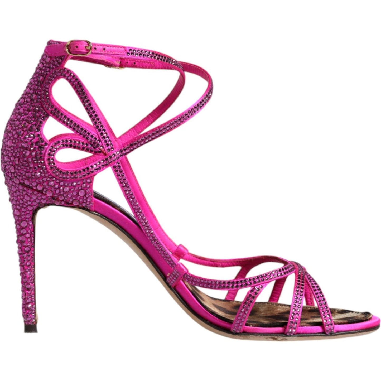 Dolce & Gabbana Pink Strass Ankle Strap Heels Sandals Shoes Dolce & Gabbana Maroon