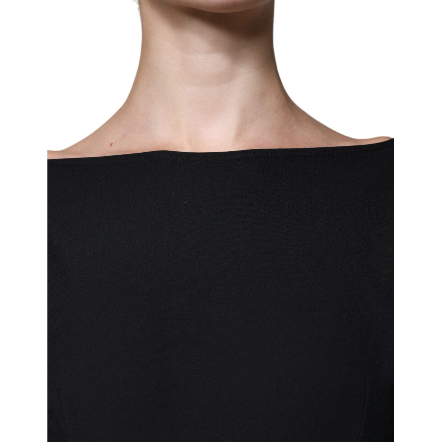 Dolce & Gabbana Black Viscose Cut Out A-line Long Sleeves Mini Dress Dolce & Gabbana Tan