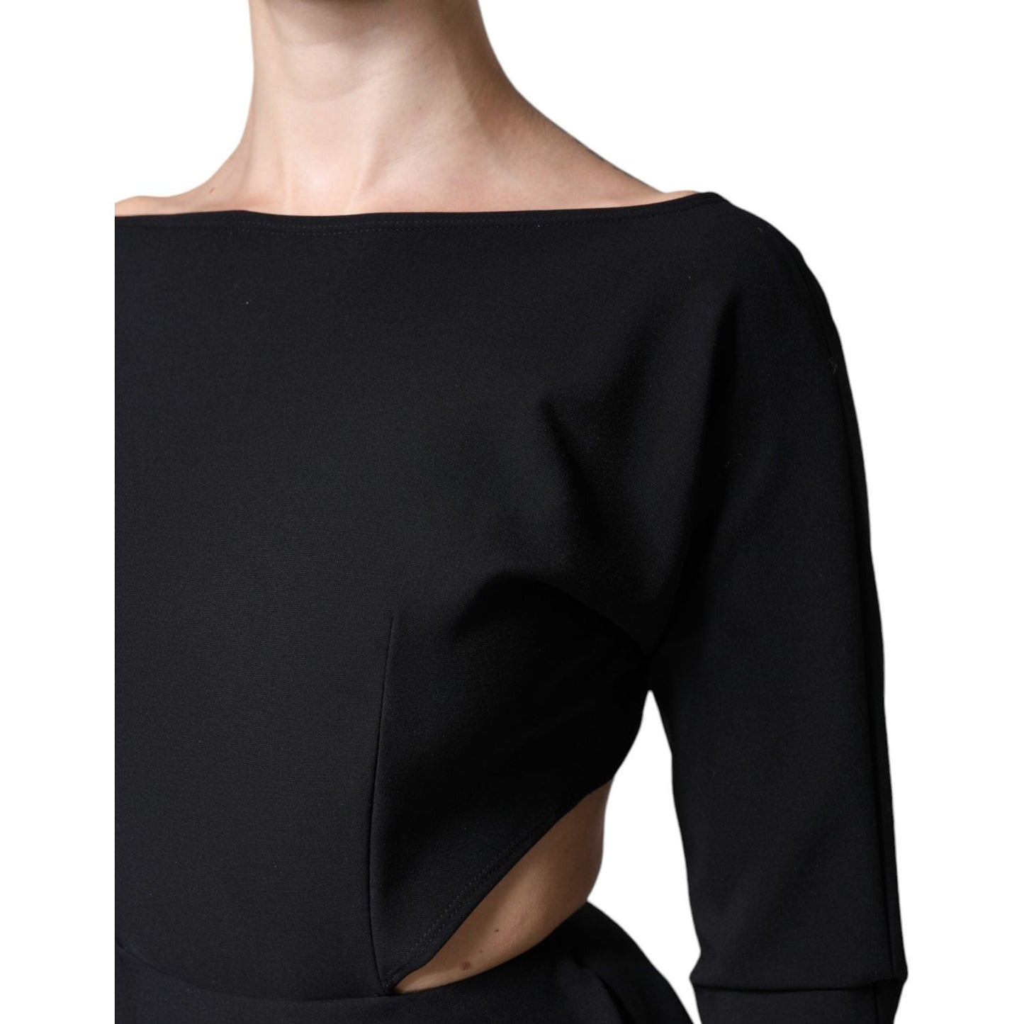 Dolce & Gabbana Black Viscose Cut Out A-line Long Sleeves Mini Dress Dolce & Gabbana Black