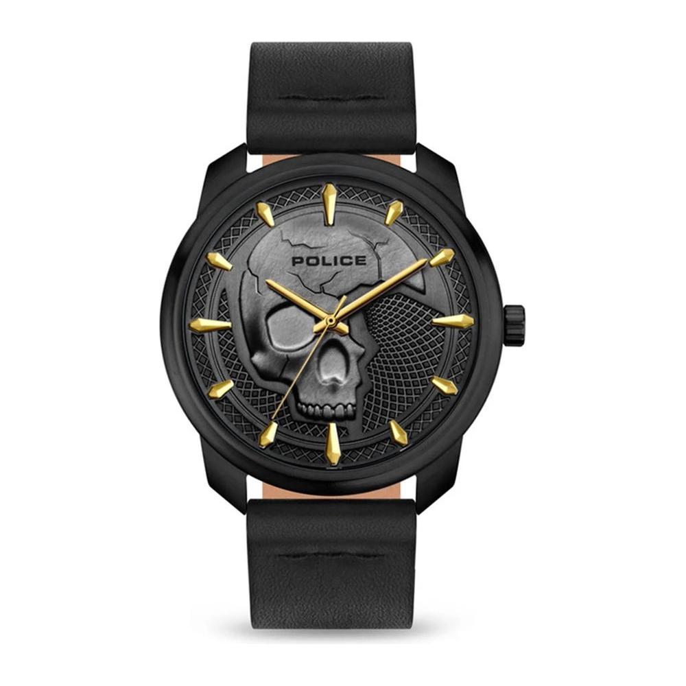 Police Black Leather Watch Police Dark Slate Gray