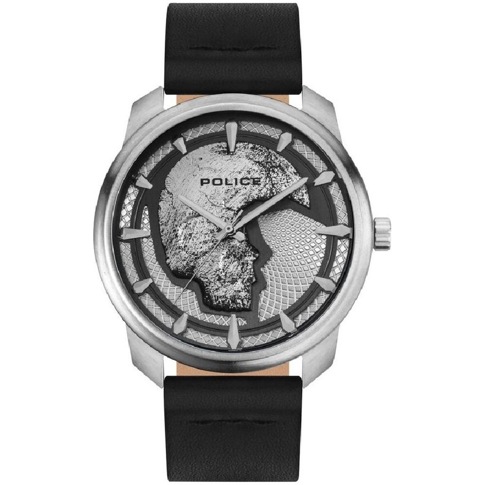 Police Black Leather Watch Police Light Gray