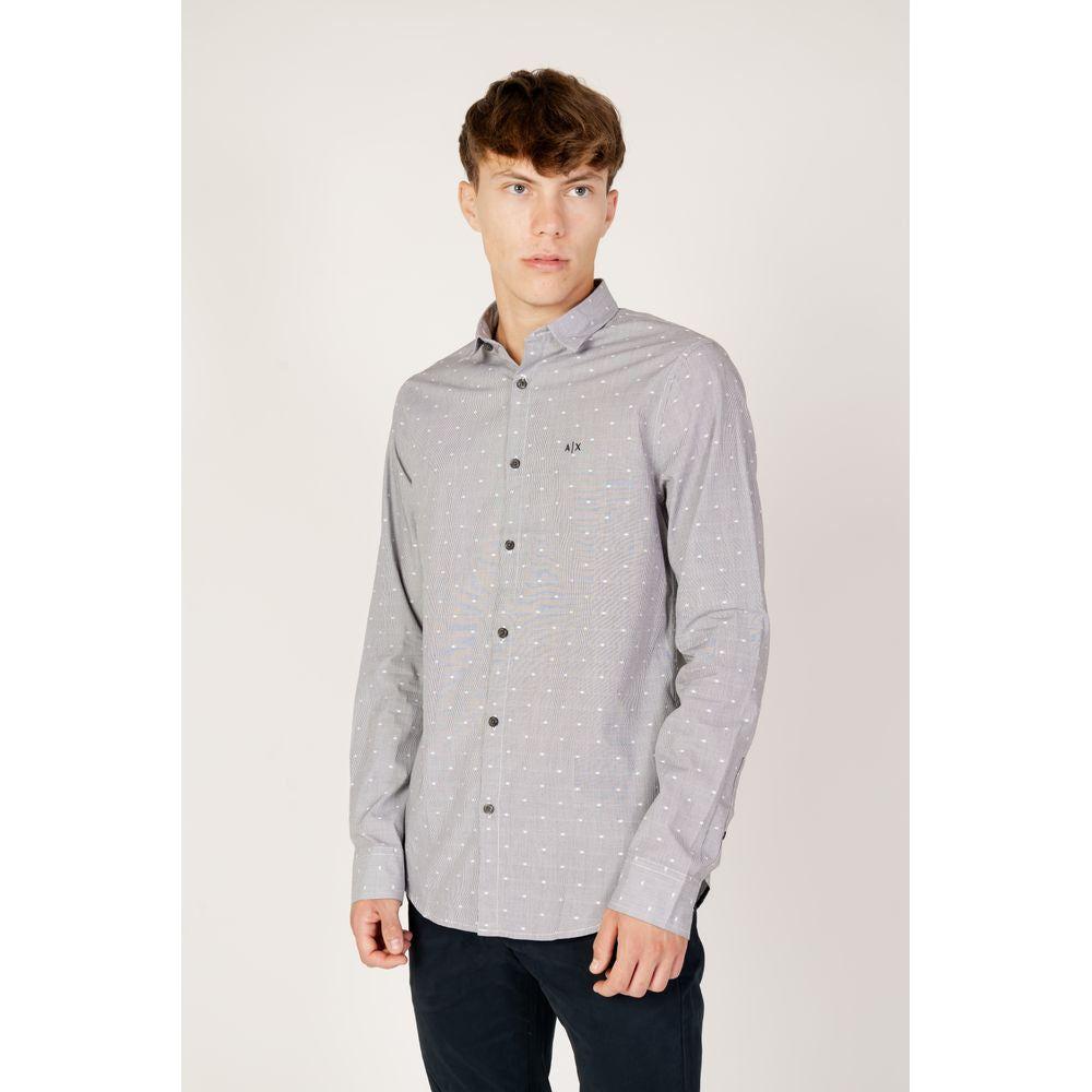 Armani Exchange Black Cotton Shirt Armani Exchange Light Gray