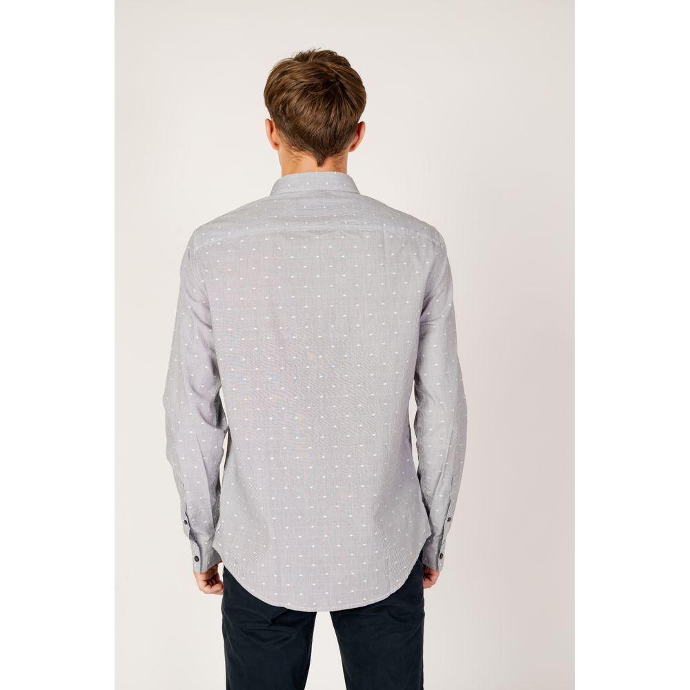 Armani Exchange Black Cotton Shirt Armani Exchange Light Gray