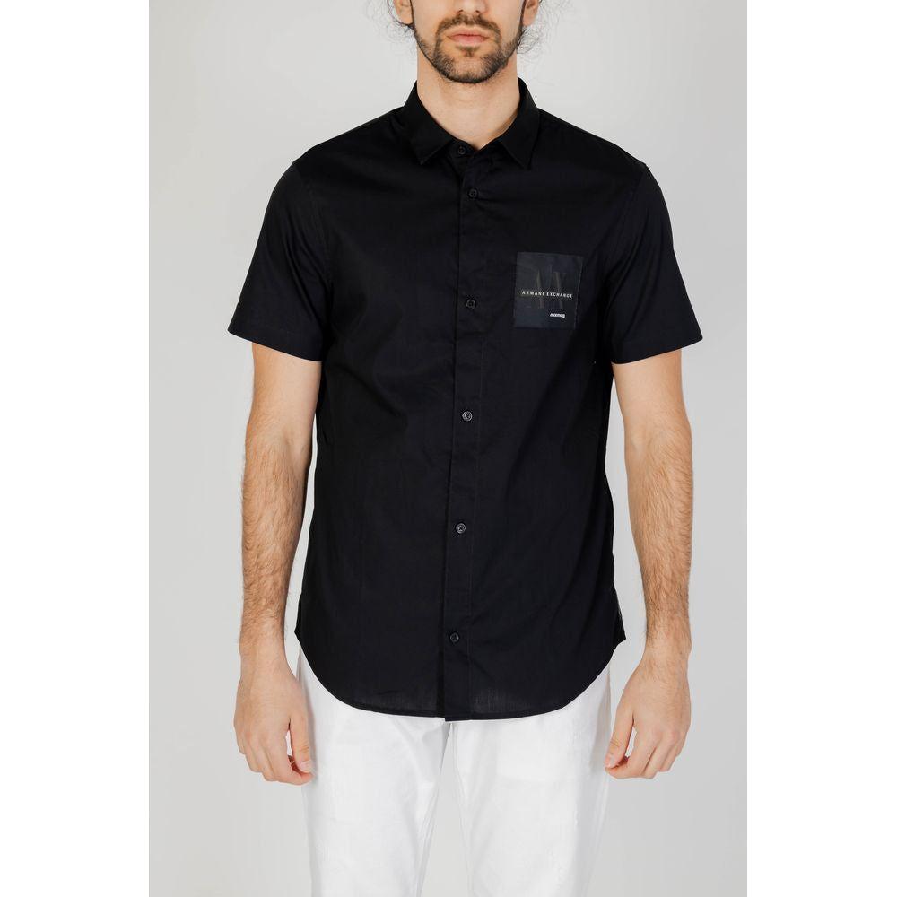 Armani Exchange Black Cotton Shirt Armani Exchange Light Gray