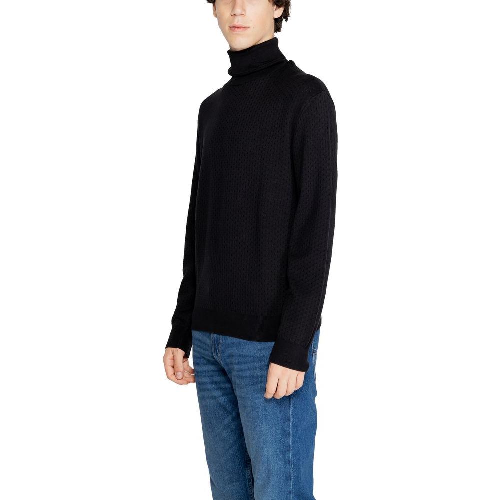 Armani Exchange Black Cotton Sweater Armani Exchange Black