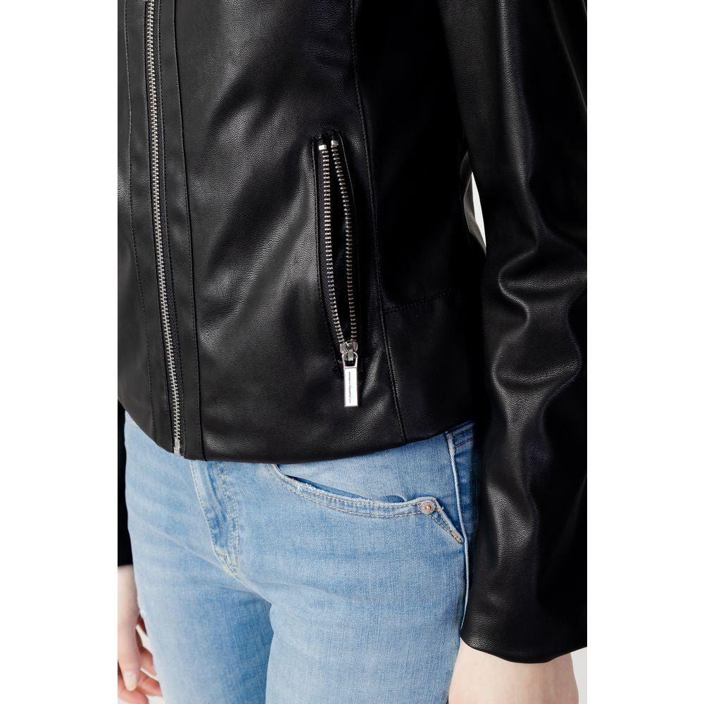 Armani Exchange Black Polyester Jackets & Coat Armani Exchange Black