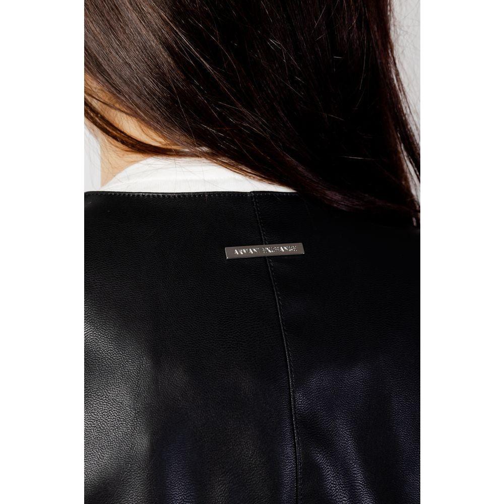Armani Exchange Black Polyester Jackets & Coat Armani Exchange Black