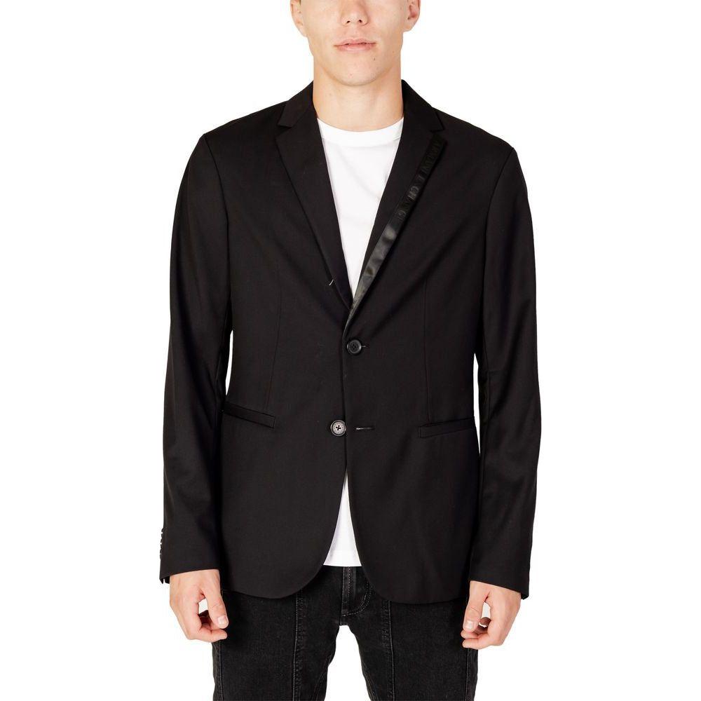 Armani Exchange Black Polyester Blazer Armani Exchange Black