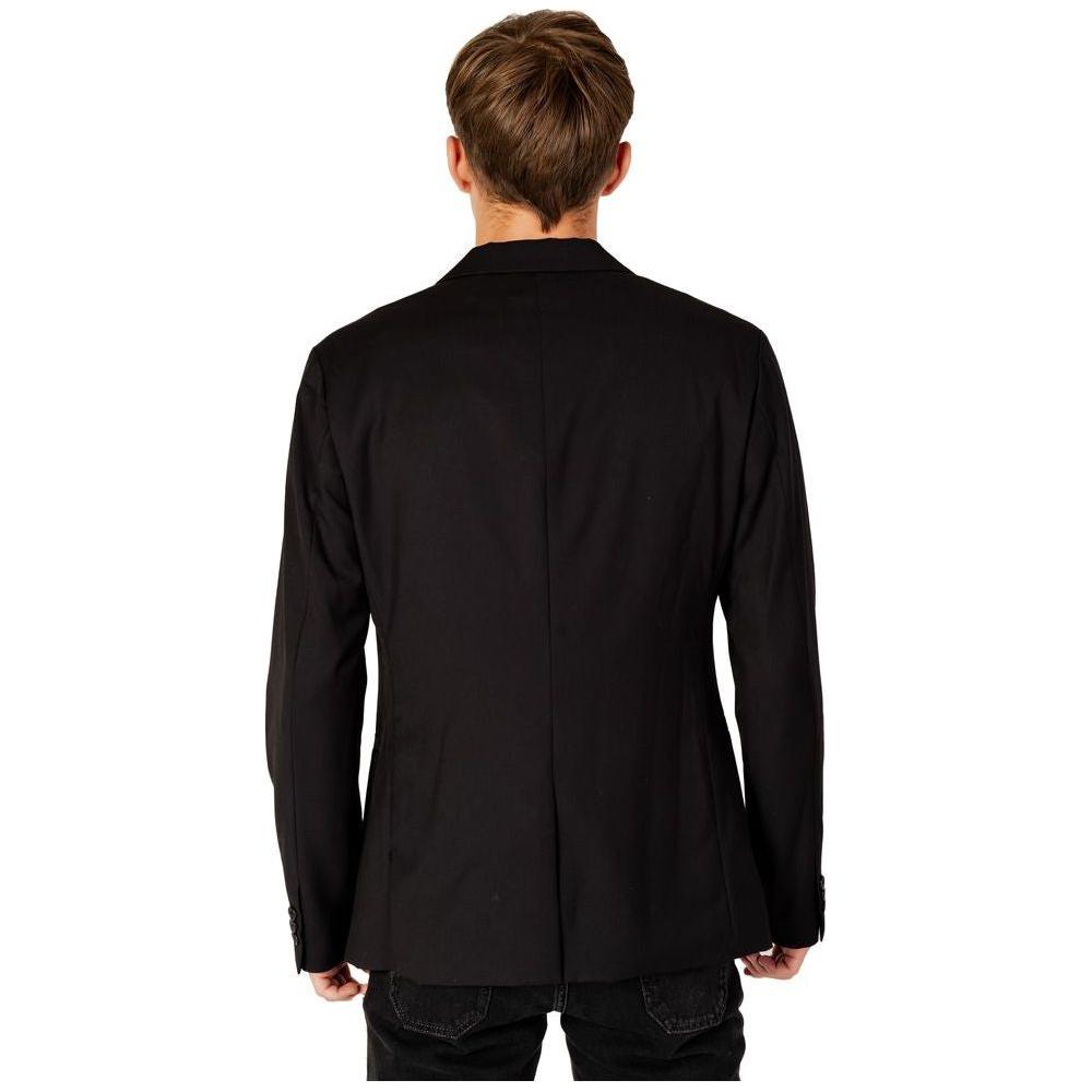 Armani Exchange Black Polyester Blazer Armani Exchange Black