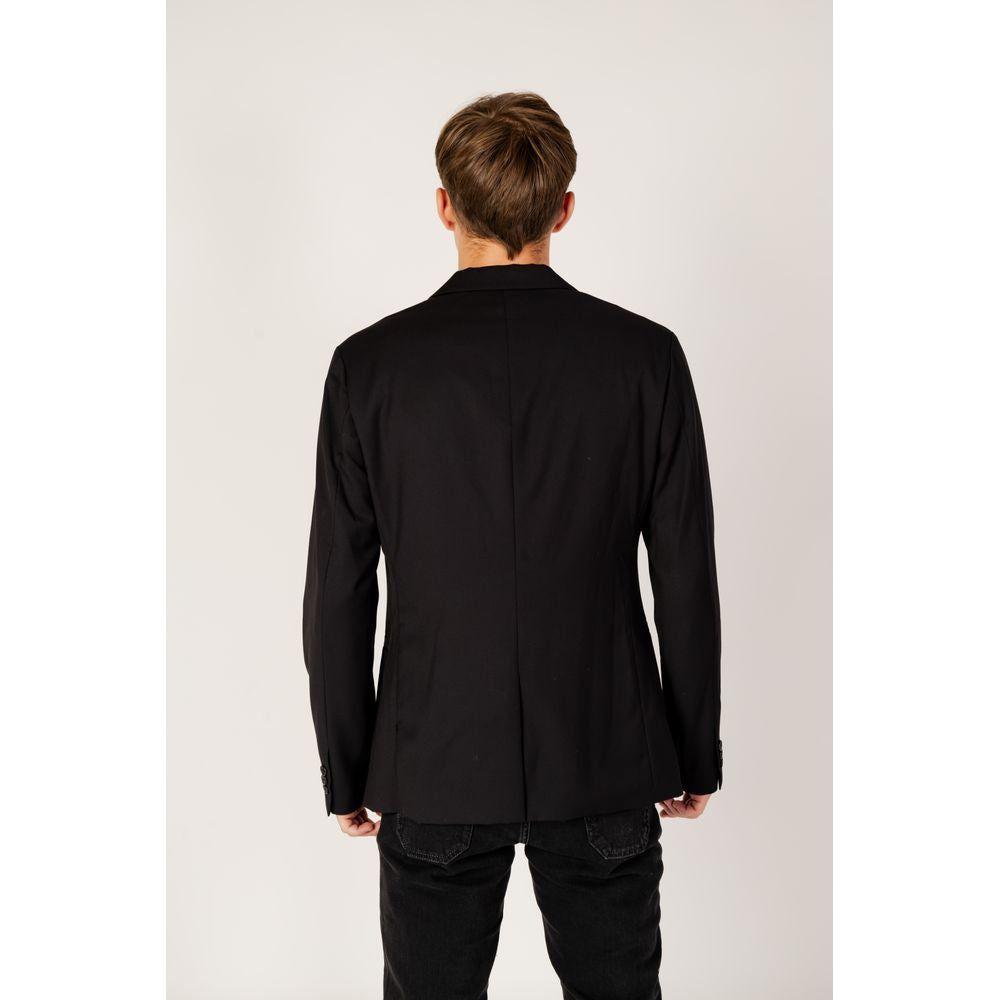 Armani Exchange Black Polyester Blazer Armani Exchange Light Gray