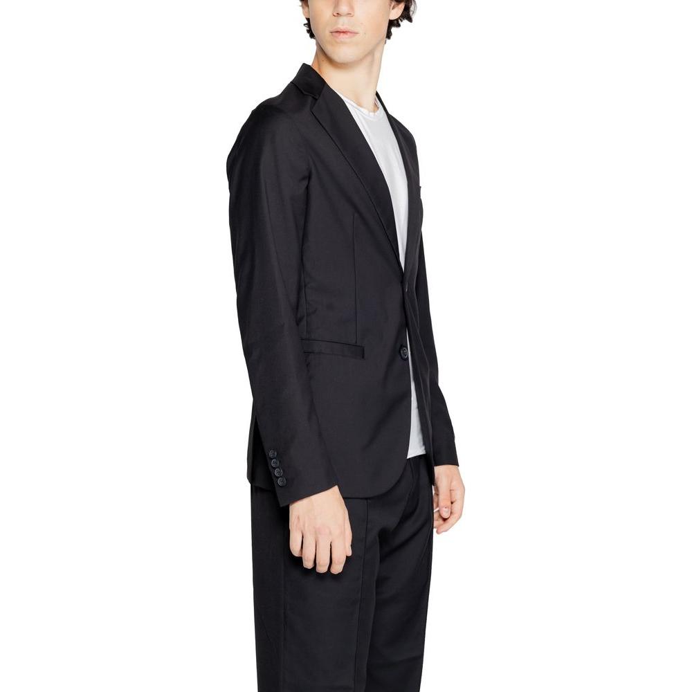 Armani Exchange Black Polyester Blazer Armani Exchange Dark Slate Gray