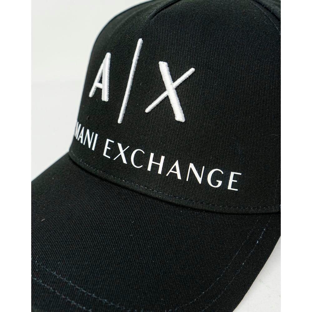 Armani Exchange Black Cotton Hats & Cap Armani Exchange Black