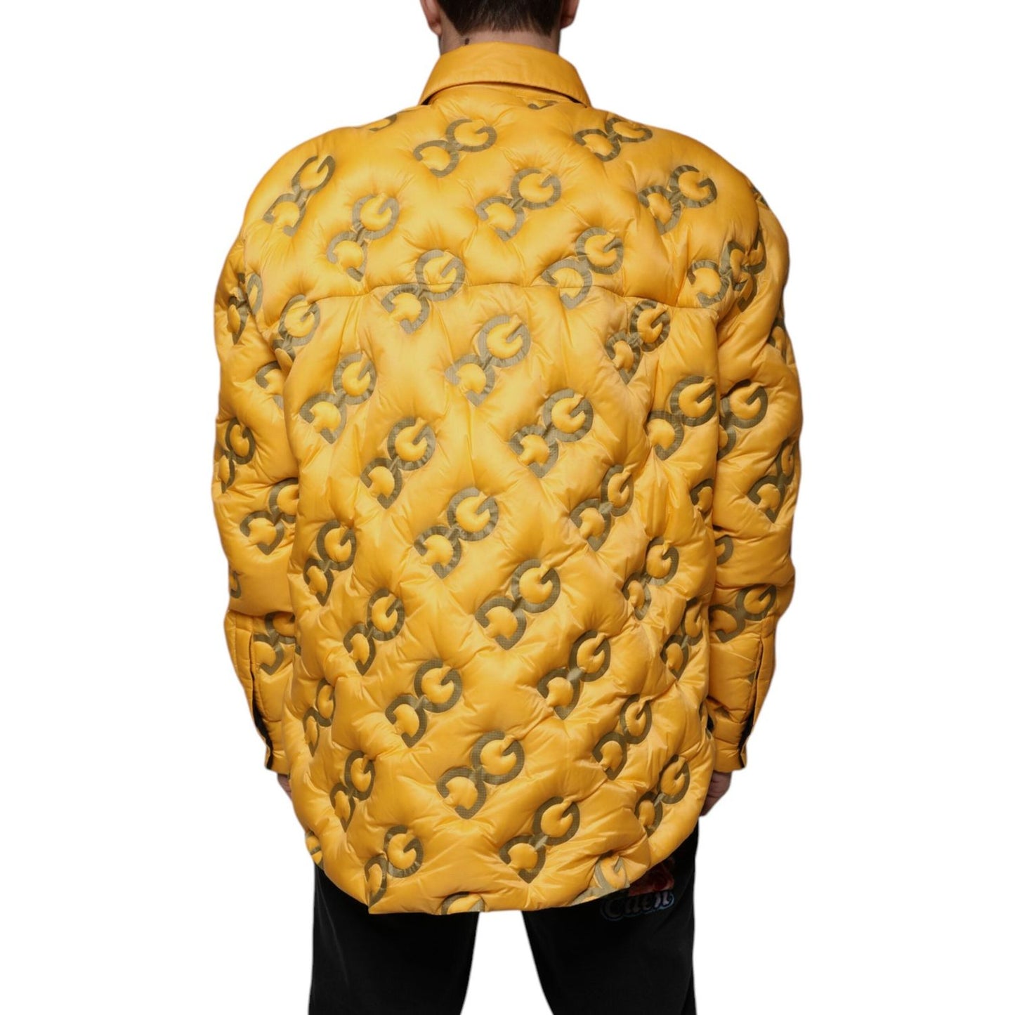 Dolce & Gabbana Yellow Logo Padded Buttoned Blouson Jacket Dolce & Gabbana Goldenrod