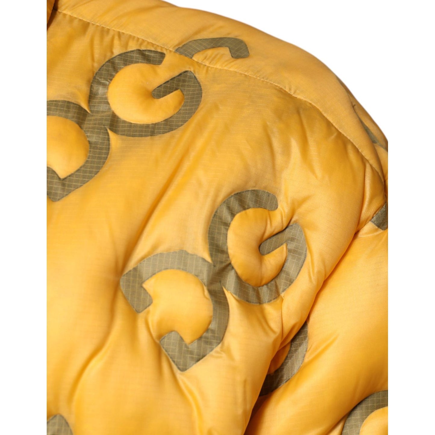 Dolce & Gabbana Yellow Logo Padded Buttoned Blouson Jacket Dolce & Gabbana Sandy Brown