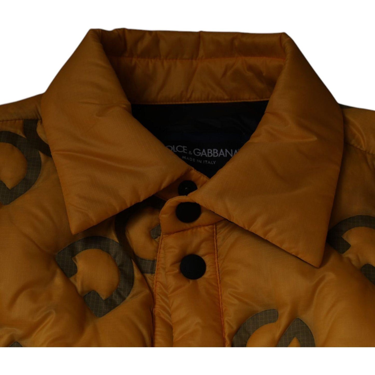 Dolce & Gabbana Yellow Logo Padded Buttoned Blouson Jacket Dolce & Gabbana Saddle Brown
