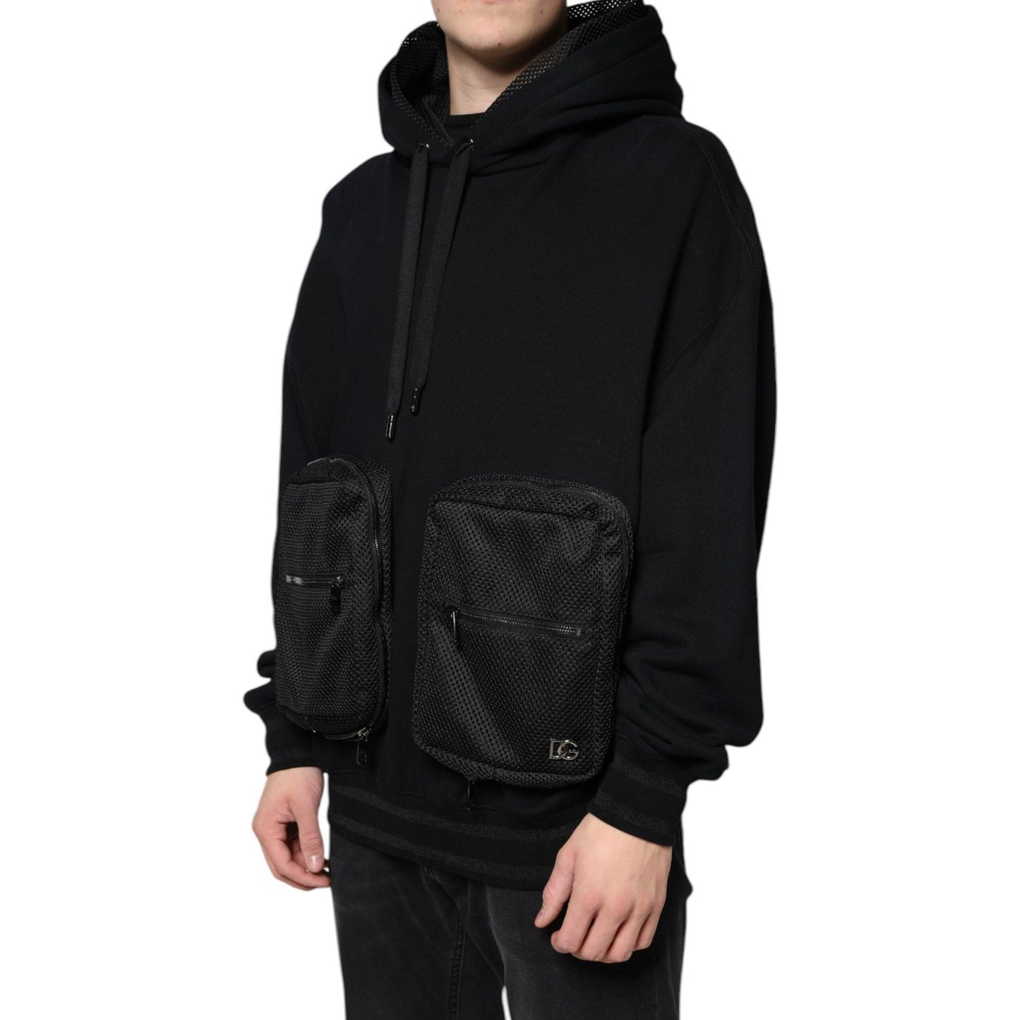Dolce & Gabbana Black Hooded Pullover Men Sweatshirt Sweater Dolce & Gabbana Black