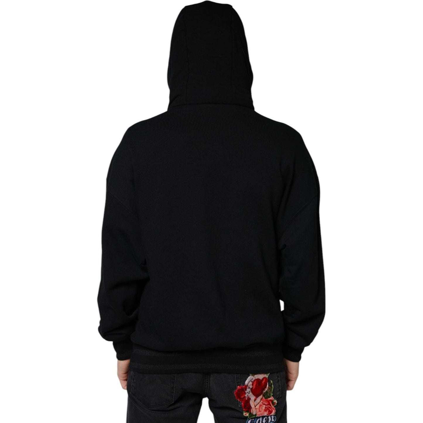Dolce & Gabbana Black Hooded Pullover Men Sweatshirt Sweater Dolce & Gabbana Black