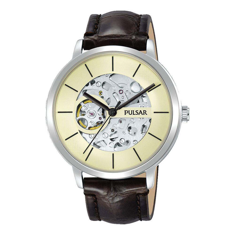 Pulsar Brown Leather Watch Pulsar Light Gray