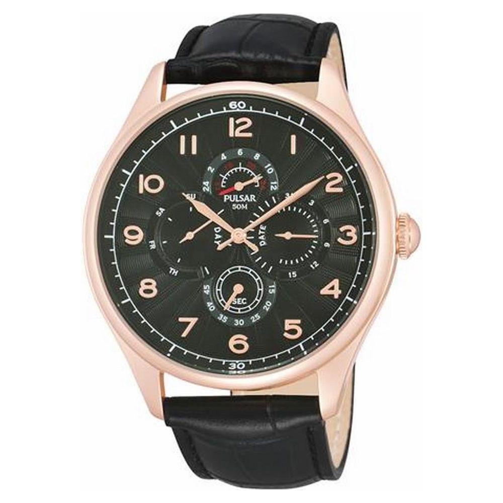 Pulsar Black Leather Watch Pulsar Light Gray