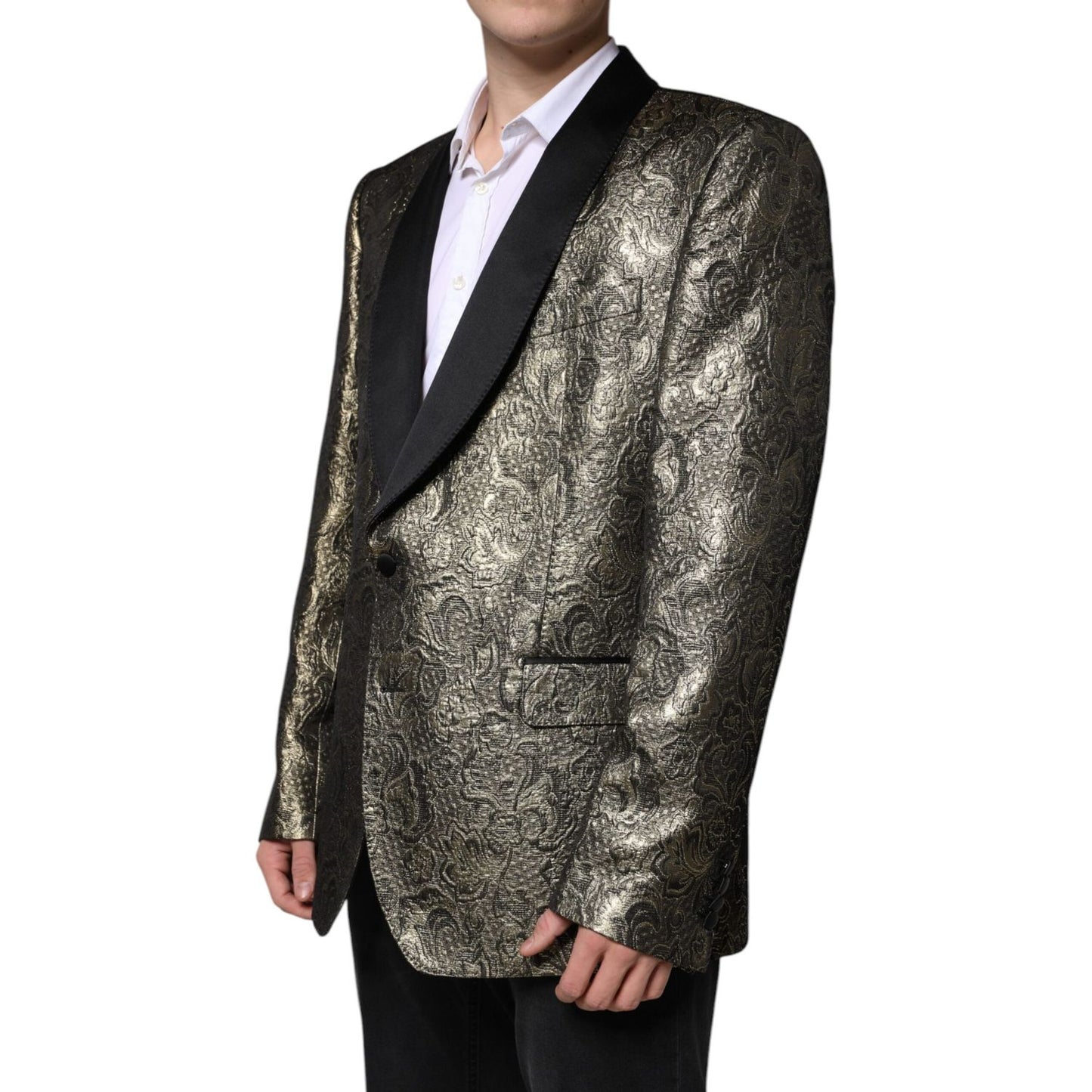 Dolce & Gabbana Gold SICILIA Jacquard Single Breasted Coat Blazer Dolce & Gabbana Dark Slate Gray