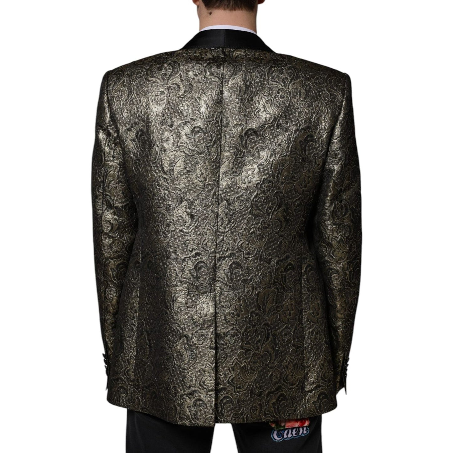 Dolce & Gabbana Gold SICILIA Jacquard Single Breasted Coat Blazer Dolce & Gabbana Dark Slate Gray