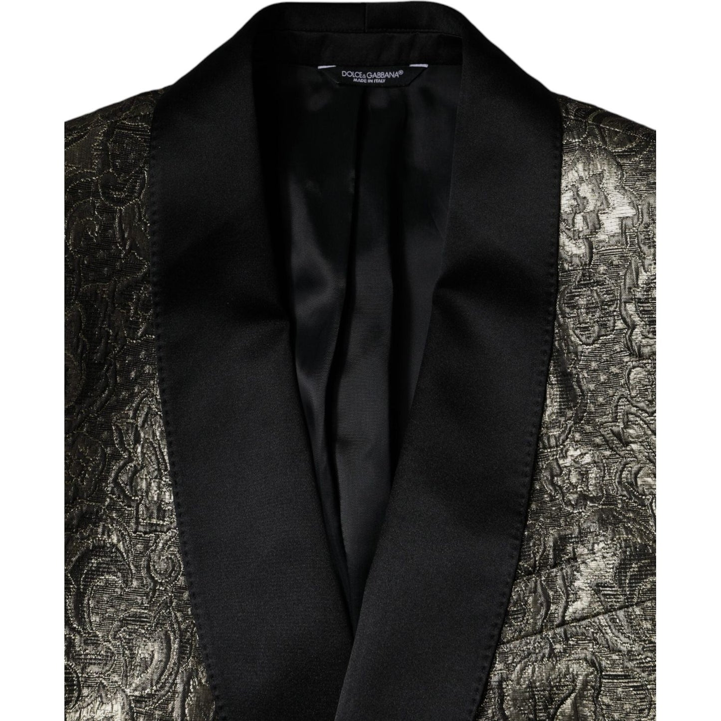 Dolce & Gabbana Gold SICILIA Jacquard Single Breasted Coat Blazer Dolce & Gabbana Black