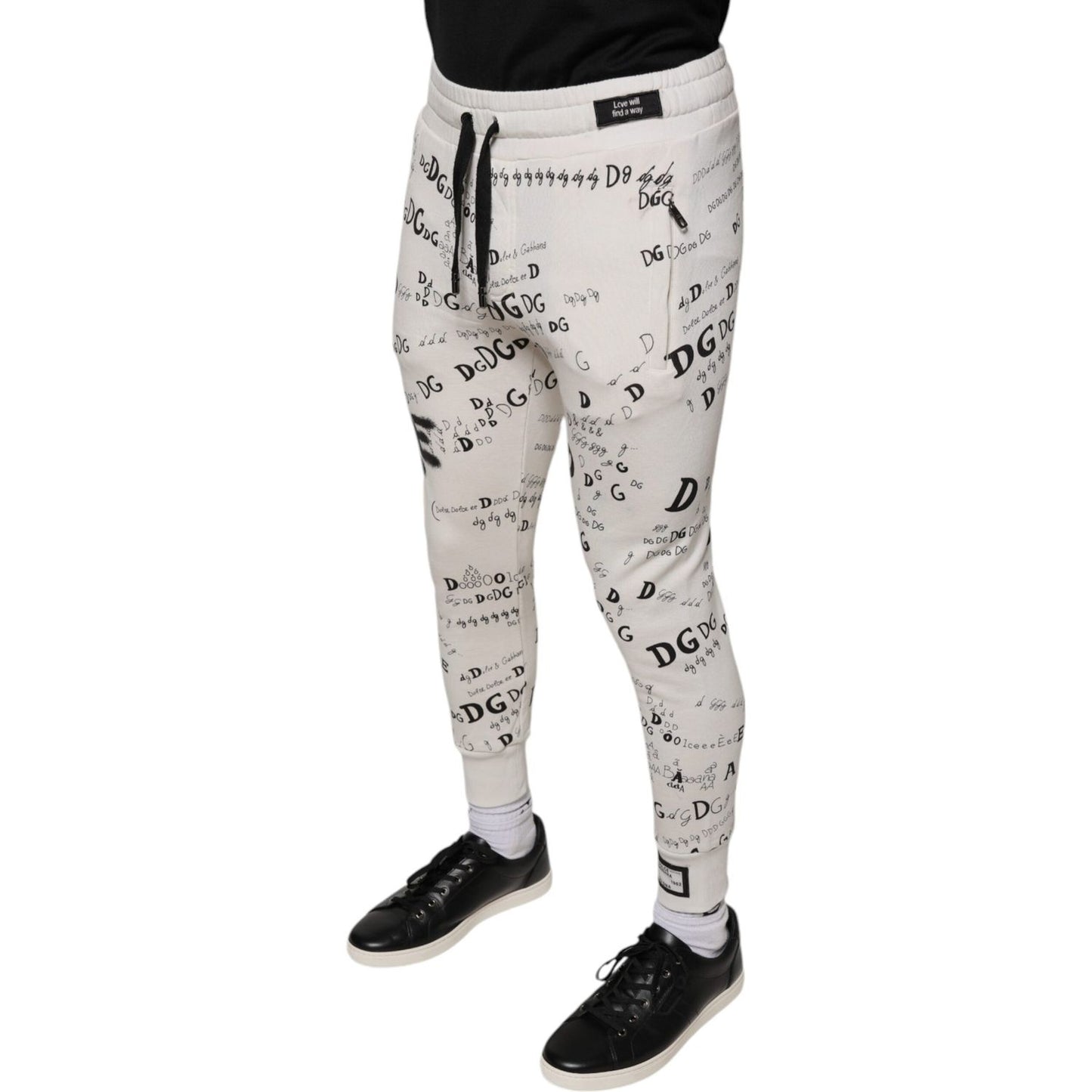Dolce & Gabbana White Printed Cotton Jogger Sweatpants Pants PAN75609-44