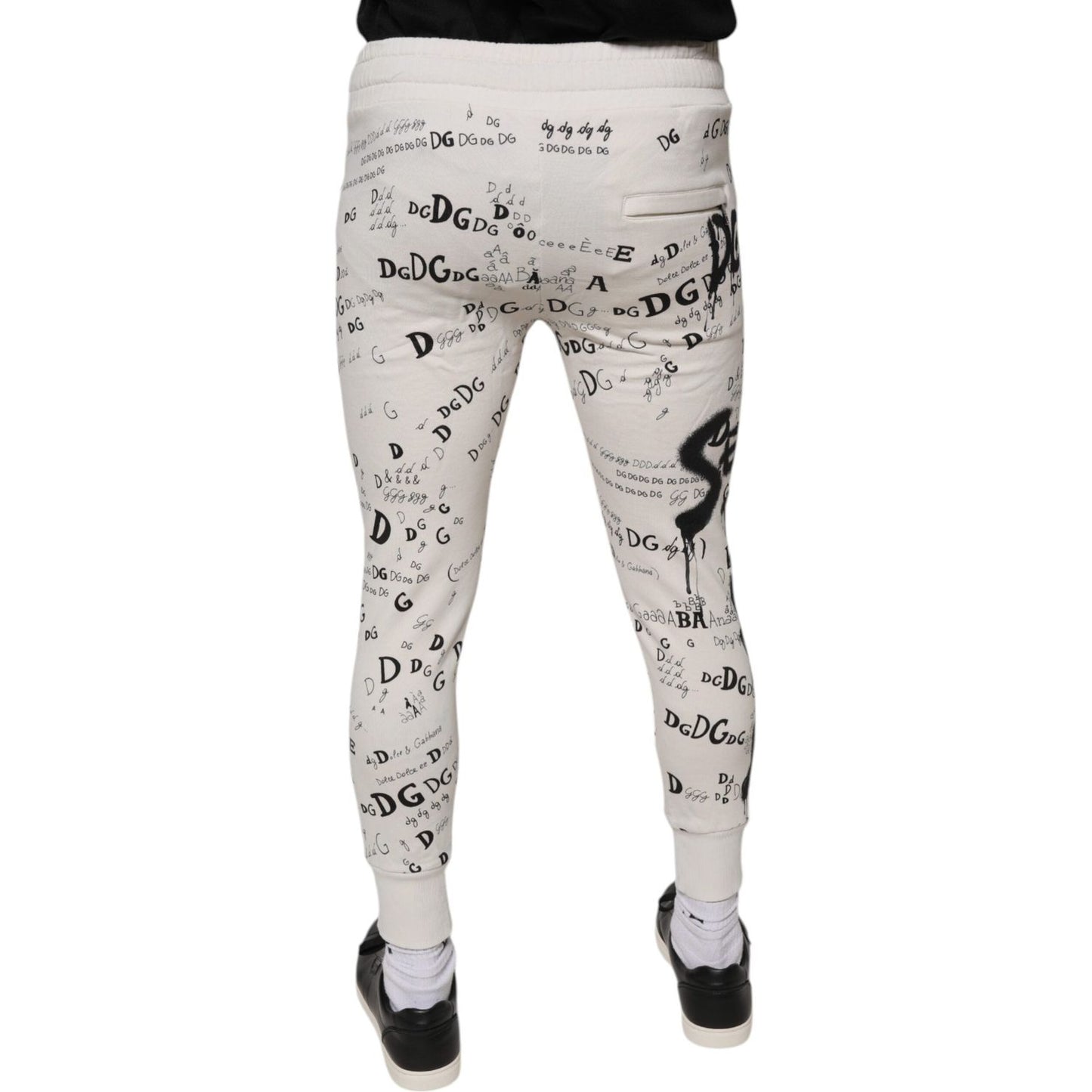 Dolce & Gabbana White Printed Cotton Jogger Sweatpants Pants PAN75609-44