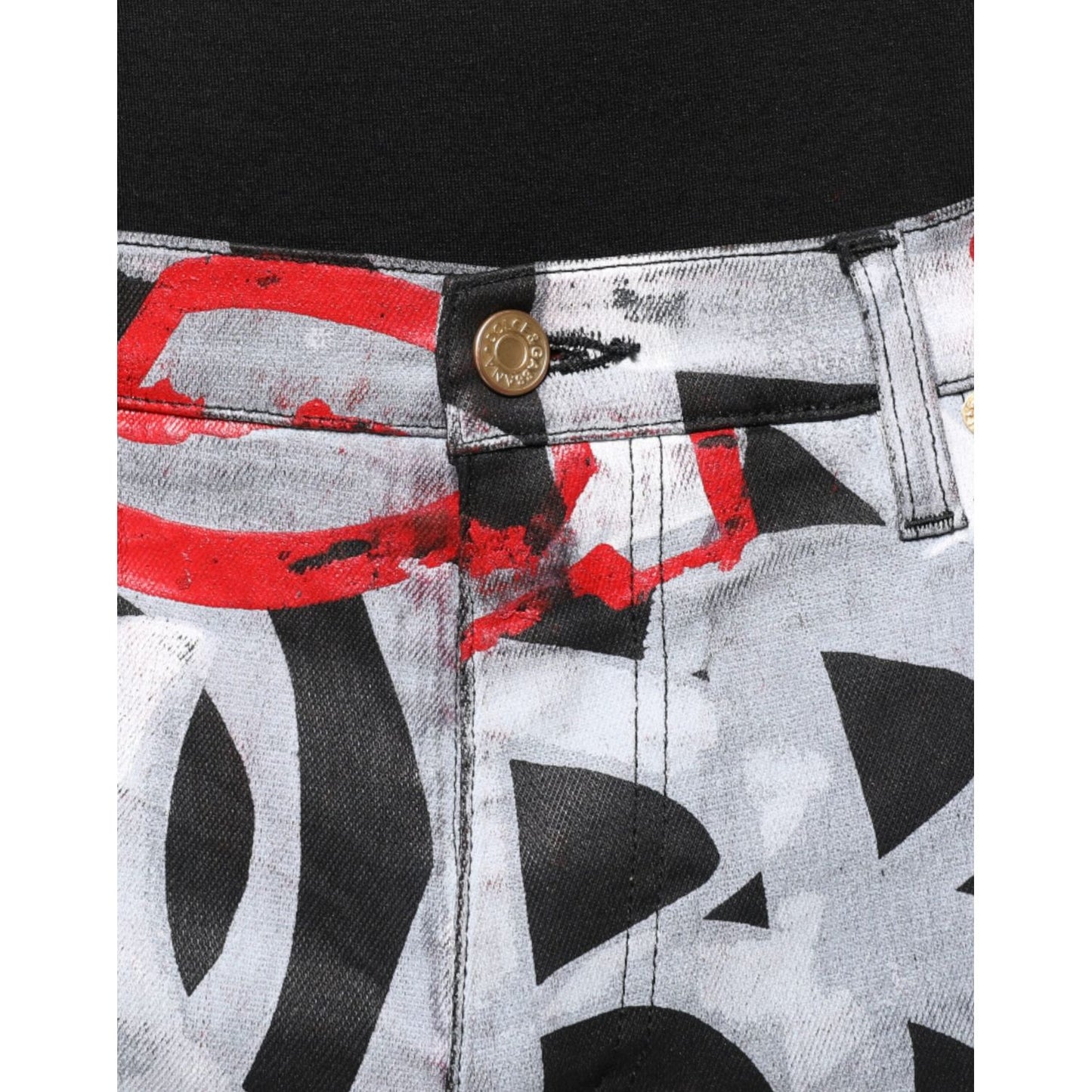 Dolce & Gabbana Multicolor Cotton Monogram Skinny Denim Jeans Dolce & Gabbana Black