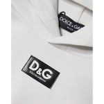 Dolce & Gabbana White D&G Logo Hooded Men Sweatshirt Sweater TSH86876-48